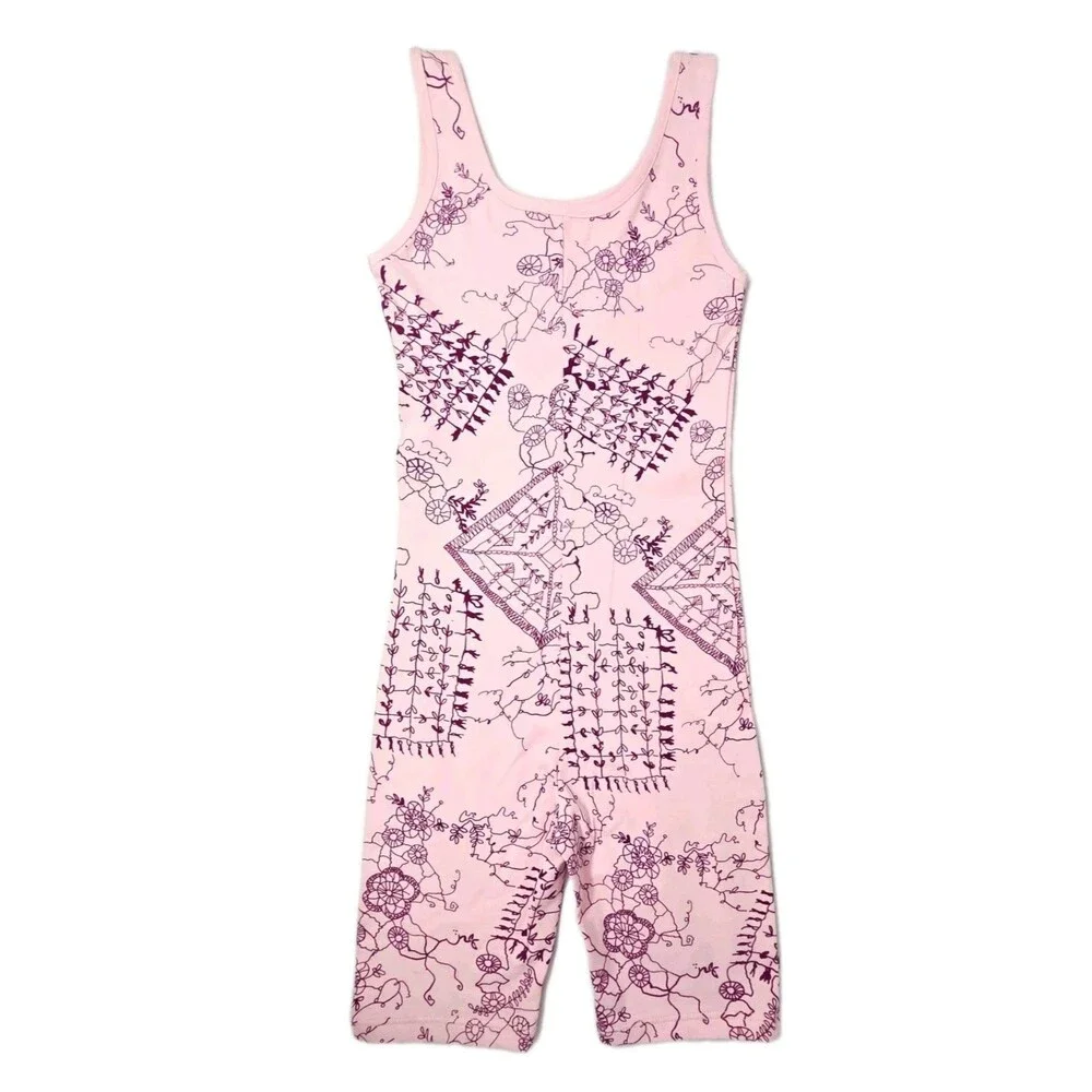 Baryshnikov Kids VTG Pink Antique Lace Cotton Blend Biketard Singlet Size 12/14